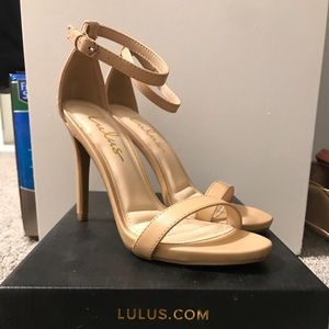 Nude ankle strap sandal heels